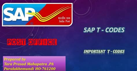 DOP CSI SAP T Code List | Post Office Important CSI SAP T (Transaction ...