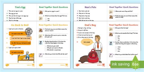 Phase 2 Phonetically-Decodable 60-Second Reads Pack 2