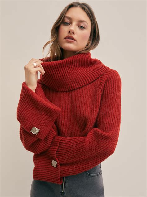 Seeing Red Oversized Turtleneck Sweater For School Work