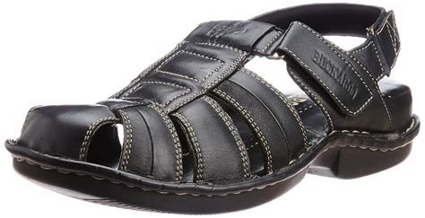 Buckaroo Men's Edison Black Leather Sandals and Floaters - 12 UK ...