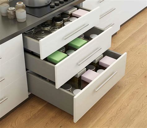 Steelberry Grey Slim Kitchen Tandem Drawer Set 35 Kg Soft Close 20"X6 ...