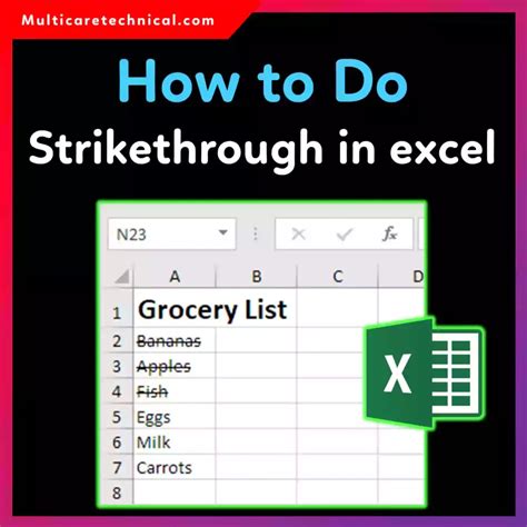 Keyboard Shortcut Strikethrough Excel