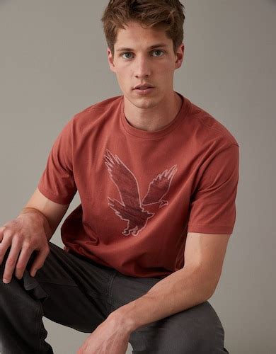 Buy American Eagle Men Maroon Super Soft Logo Graphic T-Shirt Online