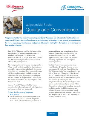 Fillable Online Walgreens Mail Service Quality and Convenience Fax ...