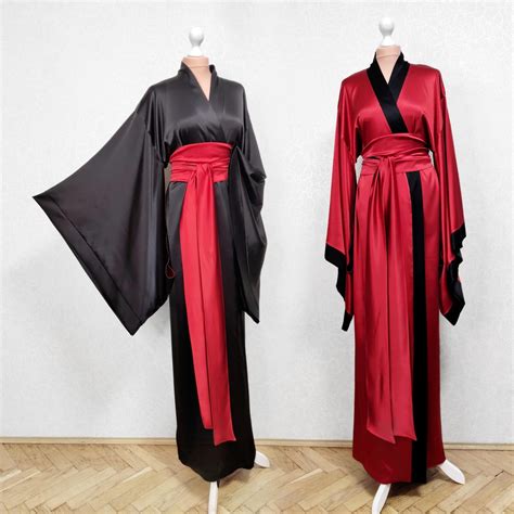 Luxurious Mulberry Silk Kimono Robe, Double-sided Kimono Elegant Floor ...