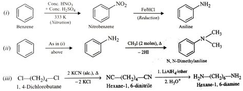 How will you convert (i) Benzene into aniline (ii) Benzene into N, N ...