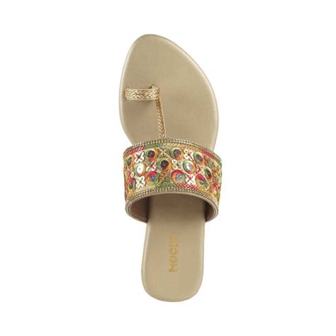 Buy Mochi Women Gold Ethnic Slippers Online | SKU: 32-459-15-36 – Mochi ...