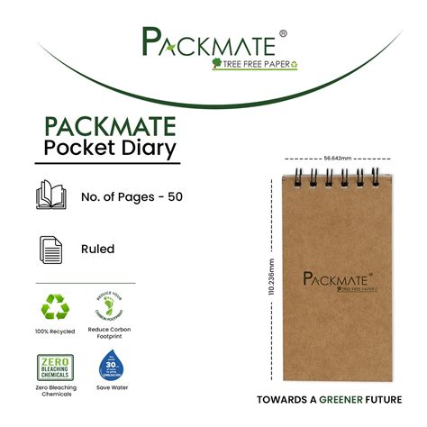 Packmate Ruled Pocket Diary | Made of 100% Recycled Paper – Packmate ...