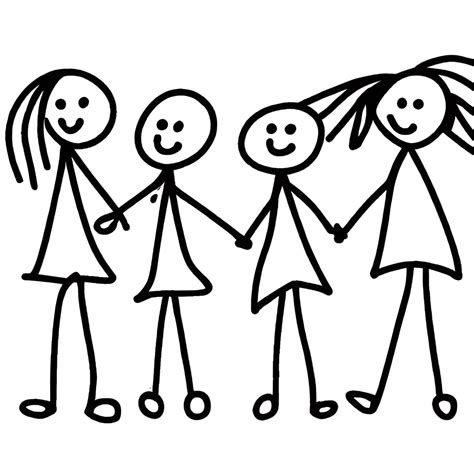 Stick Figure Girls Digital Graphic · Creative Fabrica