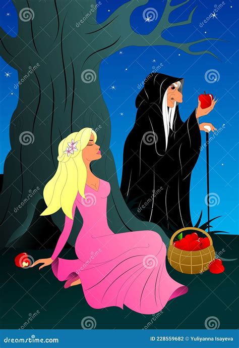 Sleeping Beauty Poisoned By An Evil Witch Vector Illustration ...