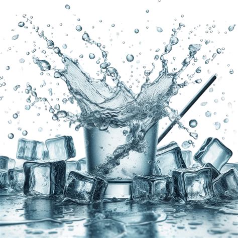 Ice Cubes Falling Into Glass Water, Glass Water, Ice Cubes PNG ...