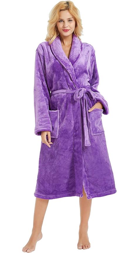 HEARTNICE Women's Fleece Robe, Plush Long Bathrobe, Soft, Warm, Wrap ...
