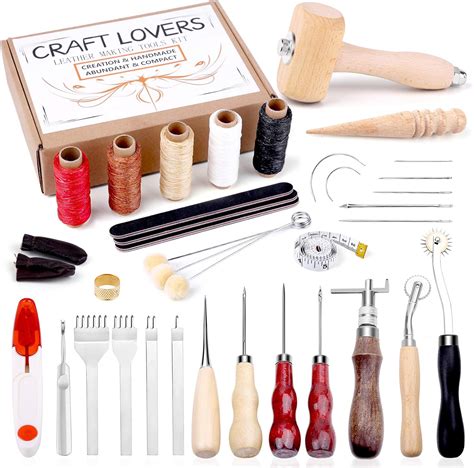 Amazon.com: 37 Pieces Leather Working Tools and Supplies, Leather Working Kit with Prong Punch ...