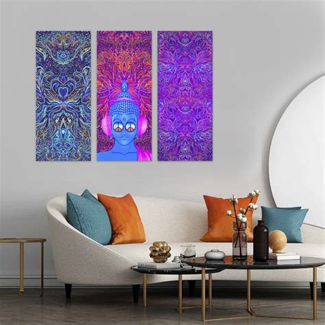 Psychedelic Buddha Peace, Set Of 3 – Myindianthings