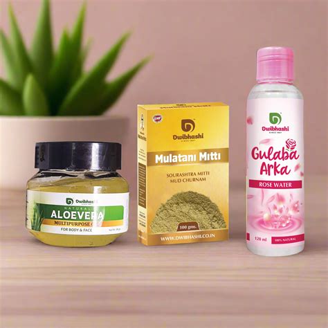 Aloevera Gel + Multani Mitti + Rose Water