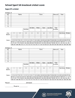 2019-2025 Form AU School Sport SA Knockout Cricket Score Super 8s Fill ...