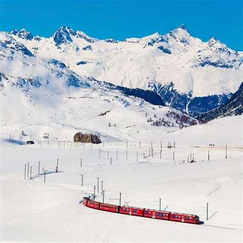 Bernina Express at the Bernina Pass in Switzerland by Werner Dieterich ...