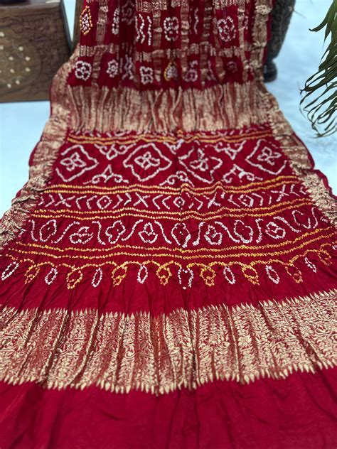 Red Gajji Nakshi Gharchola Bandhani Saree – Sankalp The Bandhej Shoppe
