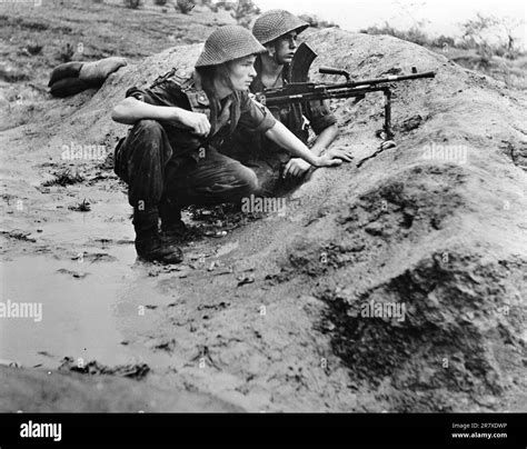 British Army soldiers on the Naktong front during the Korean War Stock ...