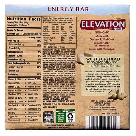 Elevation White Chocolate Macadamia Nut Protein Bar 9g Protein 6 Bars ...