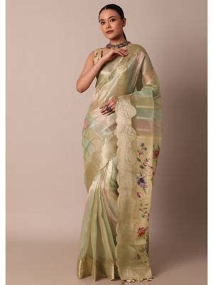 Buy KALKI FASHION Printed Pallu Classic Beige Ragkart Kora Silk Saree ...