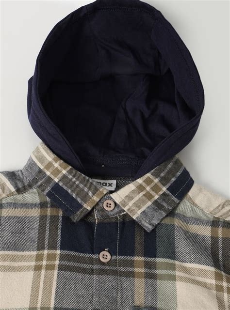 Buy Boys Checked Flannel Hooded Shirt Online at just Rs. 799.0 ...