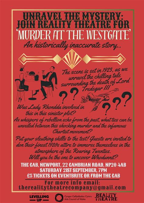 MURDER MYSTERY: MURDER AT THE WESTGATE, The Cab, 22 Cambrian Road ...