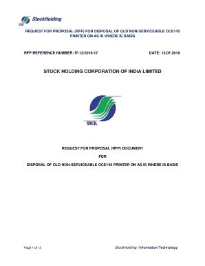 Fillable Online REQUEST FOR PROPOSAL (RFP) FOR DISPOSAL OF OLD NON ...