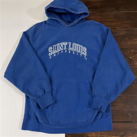 Steve & Barry's Men's Blue and White Hoodie | Depop