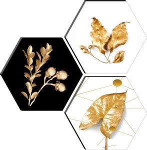 saf flower UV Textured 3 piece hexagon painting Pack of 3 Price in ...