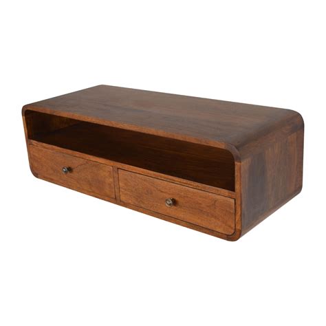 Floating Wall Mounted Console Table: Chestnut - ArtisanFurniture.in