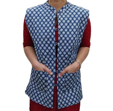 Buy ANVIK Women's Indigo Jaipuri Hand Block Print Cotton Reversible ...