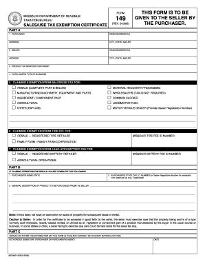 Fillable Online mo dept of revenue form 149 rev 9 2006 Fax Email Print ...
