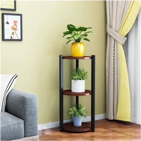 Brown Art Shoppee Plant Stand Indoor Outdoor ,Round Tall Metal Plant ...