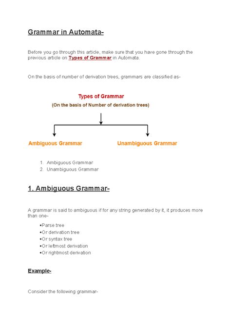 Grammar in CD - Understanding Ambiguous & Unambiguous Grammar - Studocu