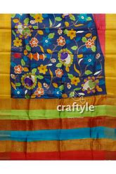 Berry Blue Elegant Hand Painted Zari Border Pure – Craftyle