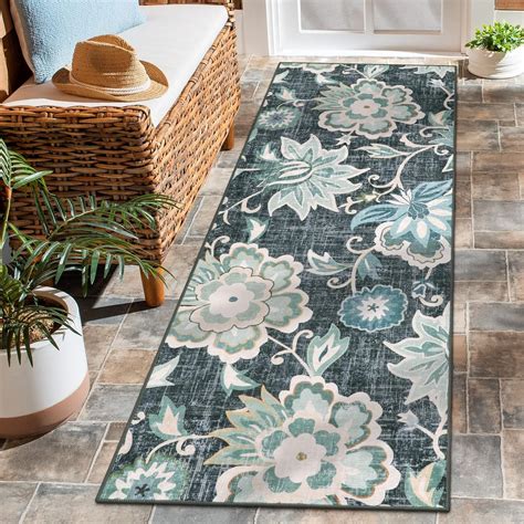 Beeiva Floral Rug Runners for Hallways, 2x5 Rug Ultra Thin Blue Kitchen ...