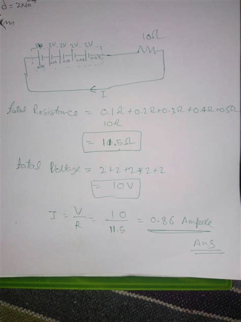 A battery made of 5 cells each of 2 V and have internal resistance 0.1 ...