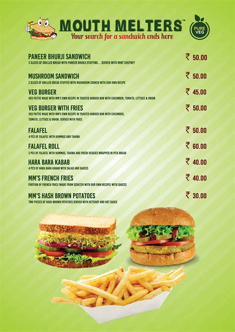 Menu at Mouth Melters, Chennai, 6-17 3rd Cross Road