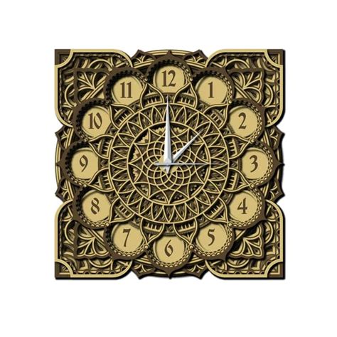 Buy KASTHAM wooden crafts Mandala Clock Wooden Layered Wall Clock ...