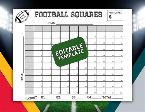 Editable Football Squares Template, 2025 Super Squares, Football Pool ...