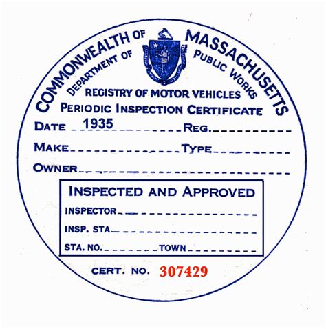 1935 Massachusetts Inspection Sticker : Bob Hoyts Classic Inspection ...