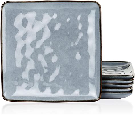 Amazon.com | famiware Square Dinner Plates Set of 6, Large Pasta Plate ...