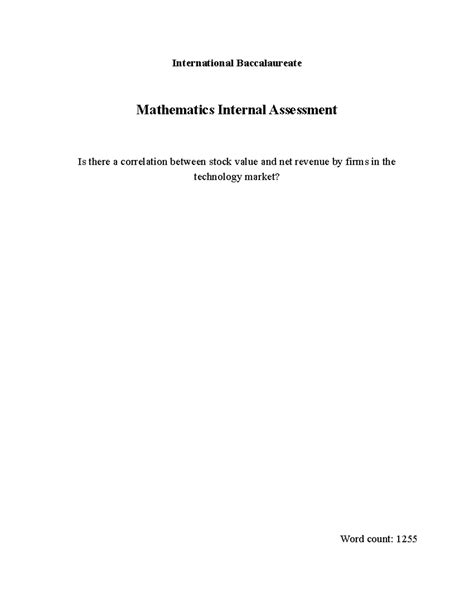 Mathematics Internal Assessment - International Baccalaureate ...