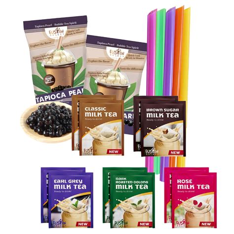 Buy Fusion Select 5 Variety Flavors Bubble Tea, Original, Rose, Roasted ...