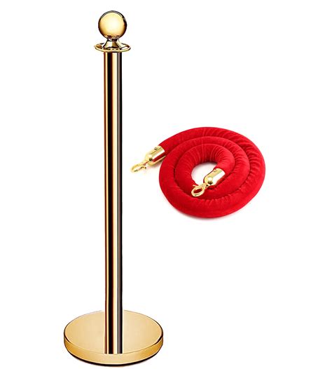 Malabar Golden finish Q Manager with Red Rope, for Social Distancing ...