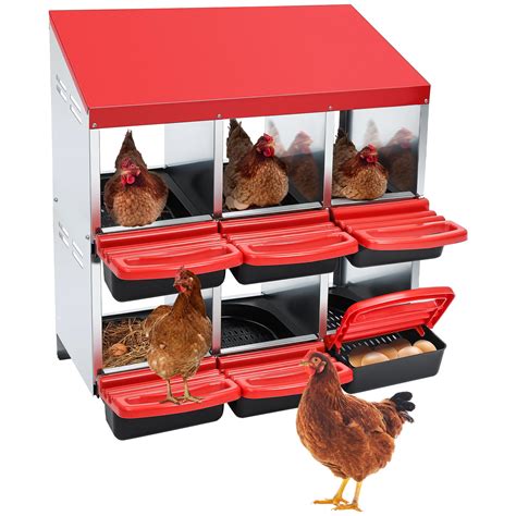 CEED4U Chicken Nesting Box for Laying Eggs, 6 Hole Chicken Coop Nesting ...