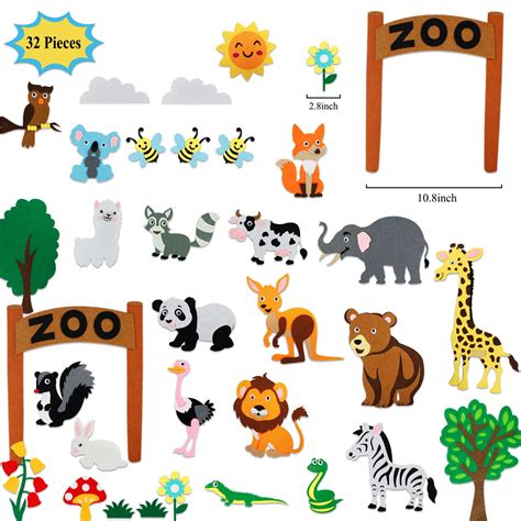Craftstory Zoo Animals Felt Board Story Set for Toddlers 32 Pieces Felt ...