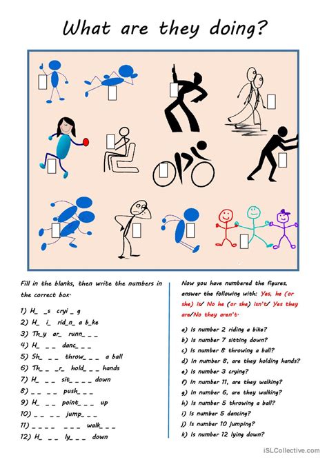 What are they doing?: English ESL worksheets pdf & doc