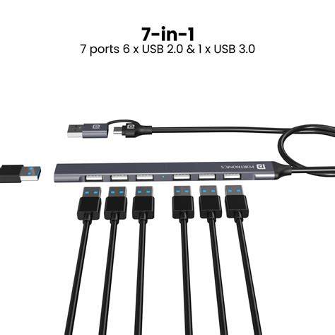 Portronics Mport 7 USB Hub Dock(7-in-1), Multiport Adapter with Dual ...